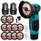 Polizor unghiular mini , fara perii, 12V, 800W, 19500rpm, 10 discuri diamant, set 2 baterii si incarcator, multicolor
