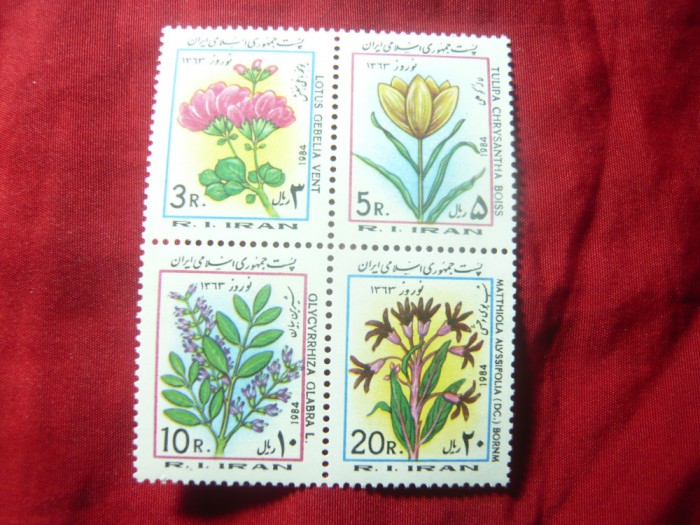 Serie - bloc IRAN 1984 - Flora , 4 valori