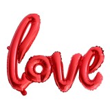 Set baloane din folie metalizata, model love scris de mana, 102x65 cm, baloane ziua indragostitilor, ambalaj individual, pai inclus, umflare cu aer sa, Flippy