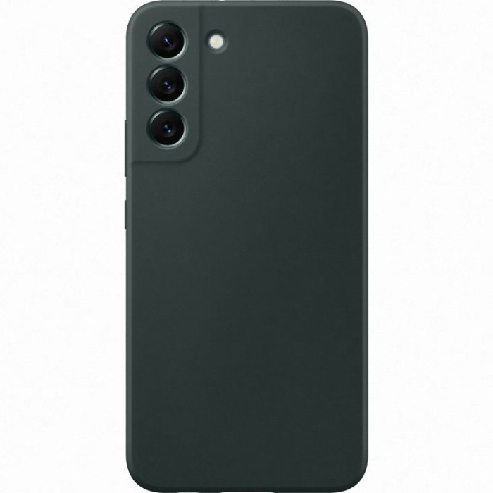 Husa din silicon compatibila cu Samsung Galaxy S22 cu protectie la camera,silk touch, interior din catifea, Verde inchis