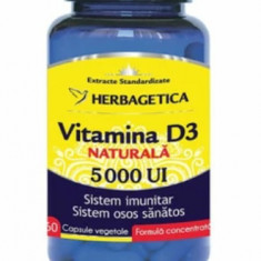 Vitamina D3 Naturala 5000 UI, 60 capsule vegetale, Herbagetica