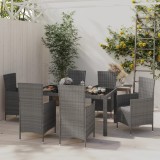 vidaXL Set mobilier de grădină cu perne, 7 piese, gri, poliratan 3094882