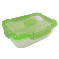 Cutie Alimente Clip, 1.4 L, 18.5x14x9 cm, Capac Verde, Cutii din Plastic Depozitare Alimente, Cutie Alimentara din Plastic, Caserole din Plastic pentr foto