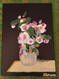 TABLOU PE PANZA CU SASIU NOU 40X60 CM VAS CU FLORI ACRILIC PRET 100 LEI NEGOCIABIL REDUCERE INTRE 50 SI 80%