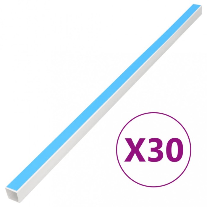 Șine de cabluri autoadezive, 20x10 mm, 30 m, PVC