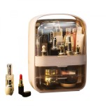 Organizator tip vitrina, pentru produse de machiaj, cosmetice, pensule, produse de ingrijire a parului, 3 compartimente, roz pudrat