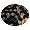 Modern GLOSS covor cerc 400B 86 stilat, glamour, art deco, 3D geometric negru / aur, cerc 150 cm