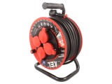 Prelungitor alimentare KEL 3x2,5mm2 bobinat cu 4 prize, negru