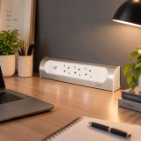 Priza blat Legrand 694504, 3 prize + 2 USB tip A + C, aparent, aluminiu