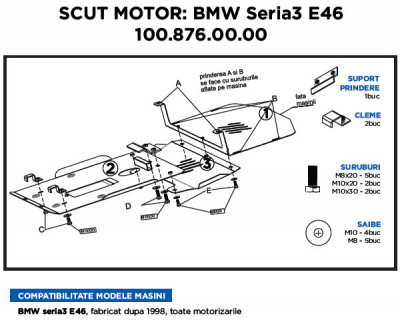 Scut Motor Metalic Bmw Seria3 E46 43940 100.876.00.00 foto