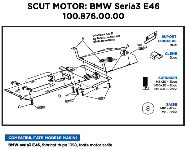 Scut Motor Metalic Bmw Seria3 E46 43940 100.876.00.00