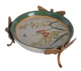 Fructiera Craquelle din portelan cu picioruse bronz ROC071