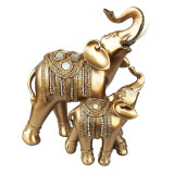 Cumpara ieftin Statueta decorativa elefant cu pui si cristale, Gold, 24 cm, 508H-1
