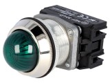 Lumina de control LED PROMET NEF30-LDSZ-U, Verde, IP20, 30mm montaj, 24-230V AC/DC