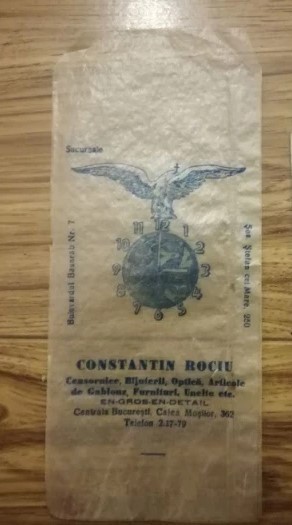 Reclama 1 plic Constantin Rociu bijuterii, ceasornice, Bucuresti interbelic