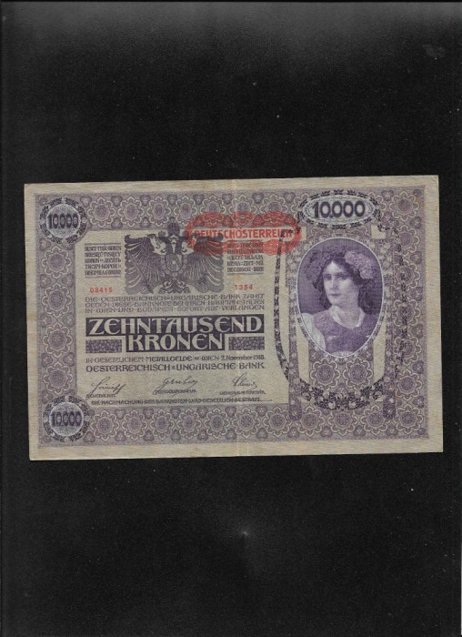 Austro-Ungaria Austria Ungaria 10000 10.000 Kronen Coroane 1918 seria03415