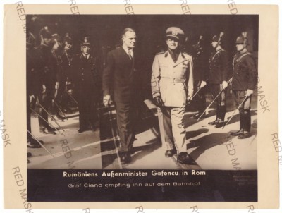 3602 - Grigore GAFENCU &amp;amp; Graf CIANO at Rome Station (24/18 cm) - old Press Photo foto