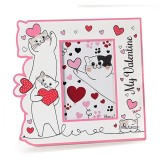 Rama foto din lemn My Valentine, alba, cu pisica