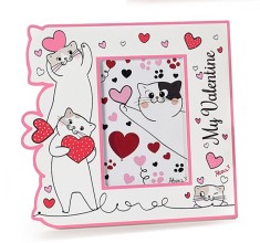 Rama foto din lemn My Valentine, alba, cu pisica foto