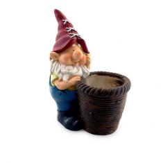 Decoratiune gradina, ceramica, pitic cu ghiveci, 39x24x50 cm foto