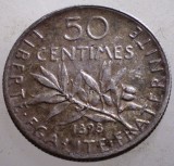 J.024 FRANTA WWI 50 CENTIMES 1898 ARGINT