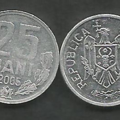 MOLDOVA 25 BANI 2005 [1] VF + , livrare in cartonas