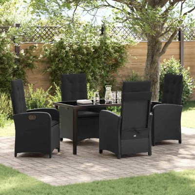 vidaXL Set de masă pentru grădină 5 pcs Negru poliratan foto