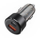 Incarcator Auto Acefast B12, 60W, 3A, 1 x USB-A - 1 x USB-C, Negru