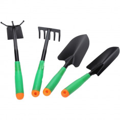 Set 4 Unelte de Gradina Flippy, pentru Plantare Prelucrare Sol si Ingrijire Plante, Material PVC si cardboard, 31.5 x 8.5 cm, verde