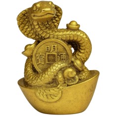 Șarpe cu monedă chinezească, statuetă feng shui 2025