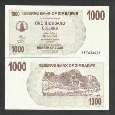 ZIMBABWE 1000 1.000 DOLARI DOLLARS 2006 UNC [1] P- 44 , necirculata