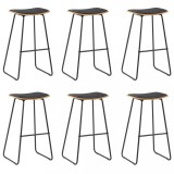 vidaXL Taburete de bar, 6 buc., negru, piele ecologică