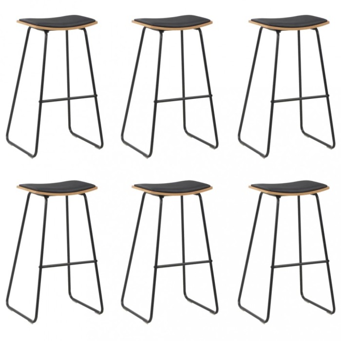 vidaXL Taburete de bar, 6 buc., negru, piele ecologică