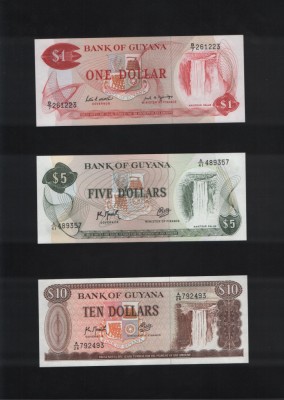 Set Guyana 1+5+10+20+50+100 dollars unc foto