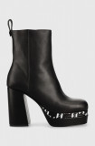 Karl Lagerfeld cizme de piele Strada femei, culoarea negru, cu toc drept