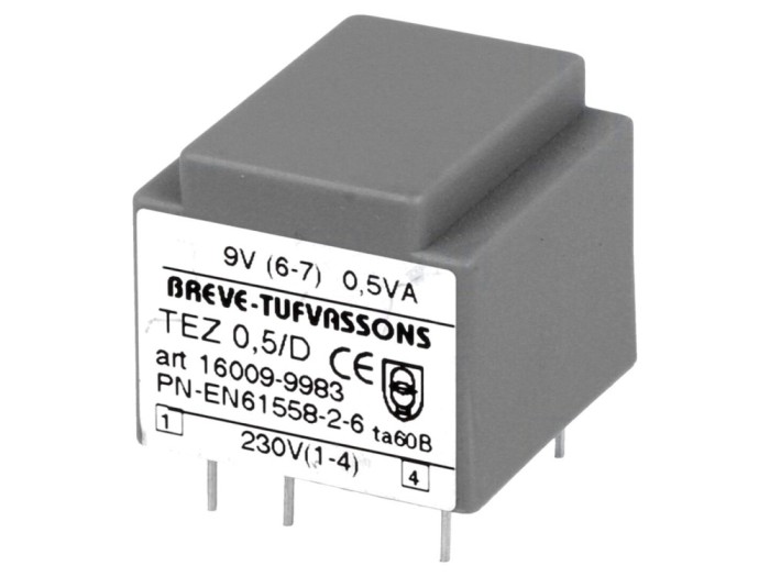 Transformator &icirc;ncapsulat 0,5VA 230VAC 9V