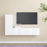 VidaXL Set dulapuri TV, 3 piese, alb, lemn prelucrat