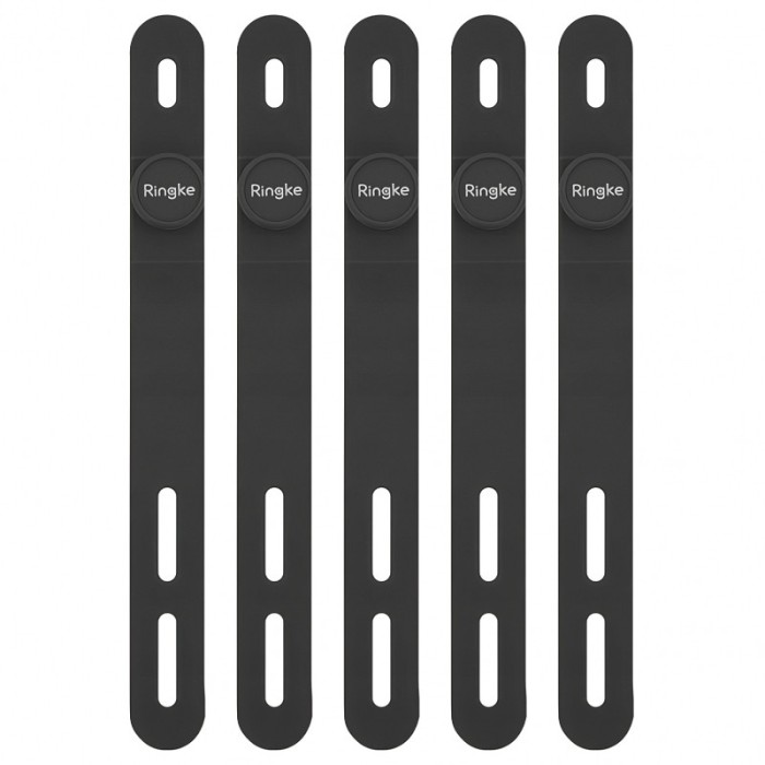 Curea Silicon Ringke pentru Organizare Cabluri ( Set 5 Bucati), Neagra ACSI0002