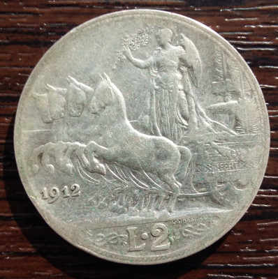 (A283) MONEDA DIN ARGINT ITALIA - 2 LIRE 1912, VITTORIO EMANUELE III foto