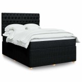 vidaXL Pat box spring cu saltea, negru, 140x200 cm, textil 3294388