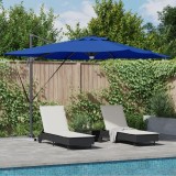 vidaXL Umbrela cantilever Roma cu LED-uri Albastru Azur 286x285x270 cm Aluminiu