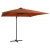 VidaXL Umbrelă &icirc;n consolă de grădină cu LED-uri, cărămiziu, 250x250 cm 312311