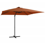 Umbrela suspendata cu LED-uri, caramiziu, 250x250 cm GartenMobel Dekor, vidaXL