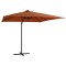 vidaXL Umbrelă &icirc;n consolă de grădină cu LED-uri, cărămiziu, 250x250 cm 312311