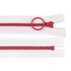 Fermoar plastic colorat nedetasabil nr. 5 Crisalida, lungime 20 cm, Alb si rosu