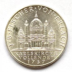 AUSTRIA 2 SCHILLING 1937 J B FISHER VON ERLACH ARGINT AUNC foto