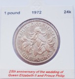 83 Jersey 1 Pound 1972 Elizabeth II (Silver Wedding) km 36 argint