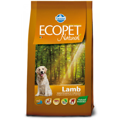 Hrana Uscata pentru Caini Ecopet Natural Adult cu Miel, 12 kg foto