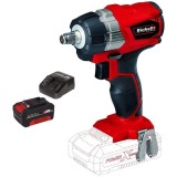 Einhell TE-CW 18 Li PXC + Starter Kit - Masina de insurubat cu impact patrat 1/2 inch 215 Nm + Set 1 acumulator si incarcator Li-Ion 18 V 4 Ah