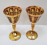 Pereche de pahare din cristal Bohemia, Egermann, Cehia, Secol XX